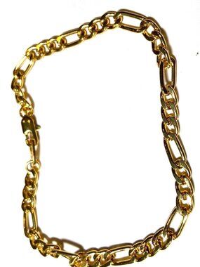 Gold-Tone Figaro Chain Bracelet With Lobster Clasp 9” Long